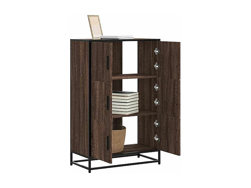 Buffet haut chêne marron 68x35x106,5 bois ingénierie métal