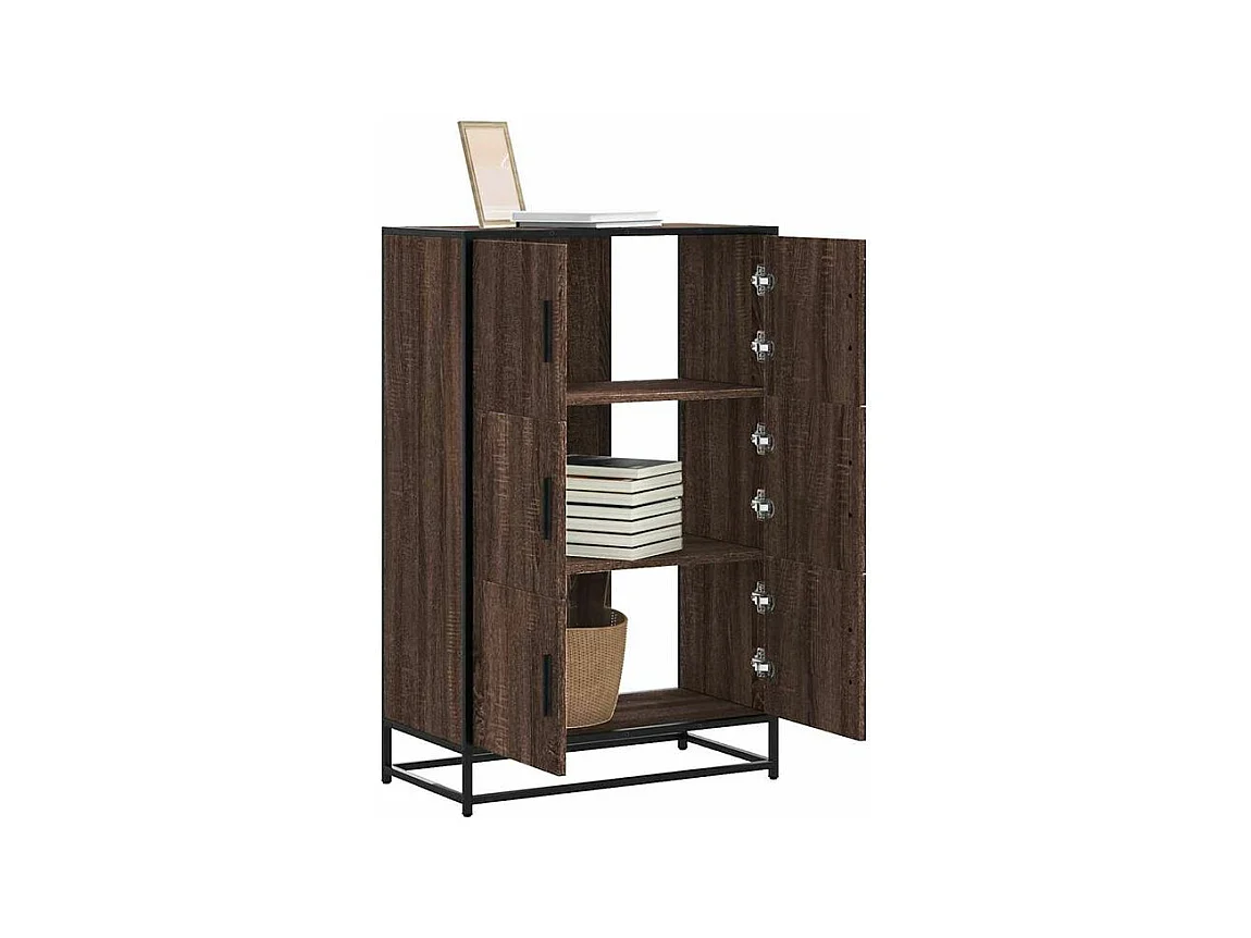 Buffet haut chêne marron 68x35x106,5 bois ingénierie métal