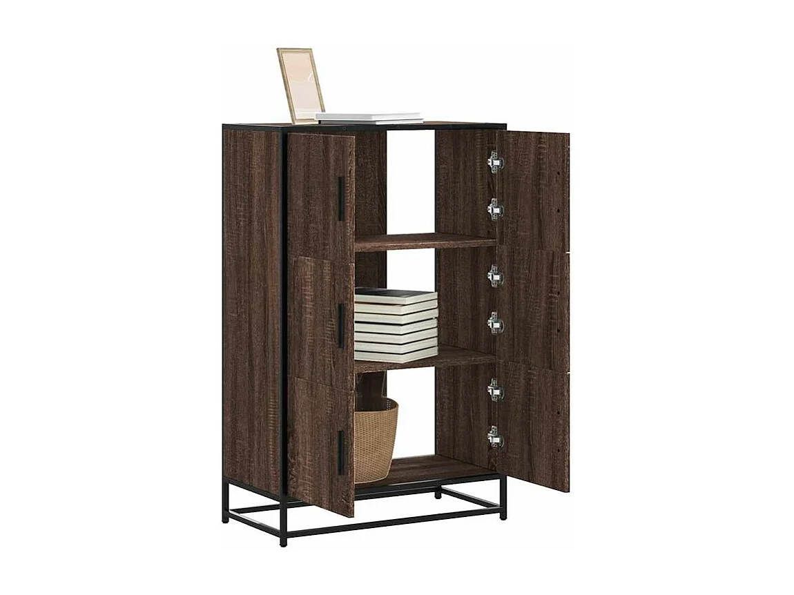 Buffet haut chêne marron 68x35x106,5 bois ingénierie métal