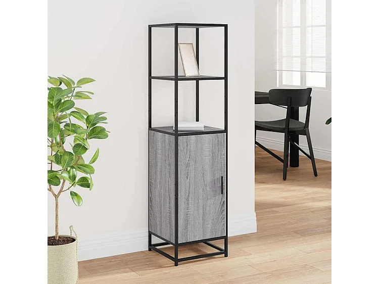 Buffet haut sonoma gris 35,5x35x139 bois d'ingénierie métal