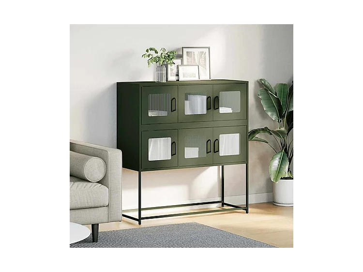 Buffet vert olive 100,5x39x107 acier laminé à froid