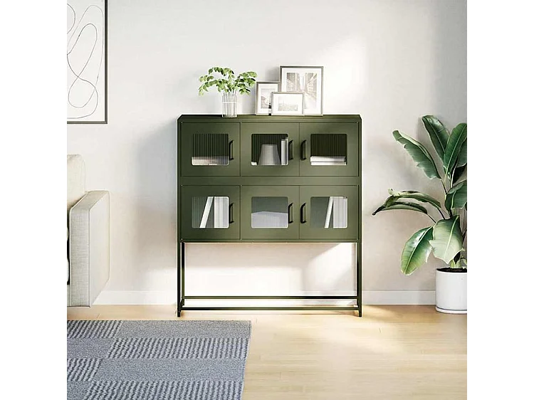 Buffet vert olive 100,5x39x107 acier laminé à froid