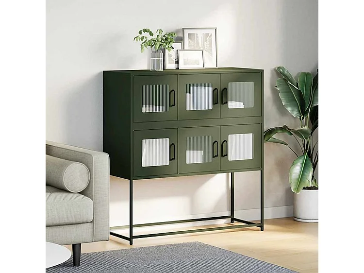 Buffet vert olive 100,5x39x107 acier laminé à froid