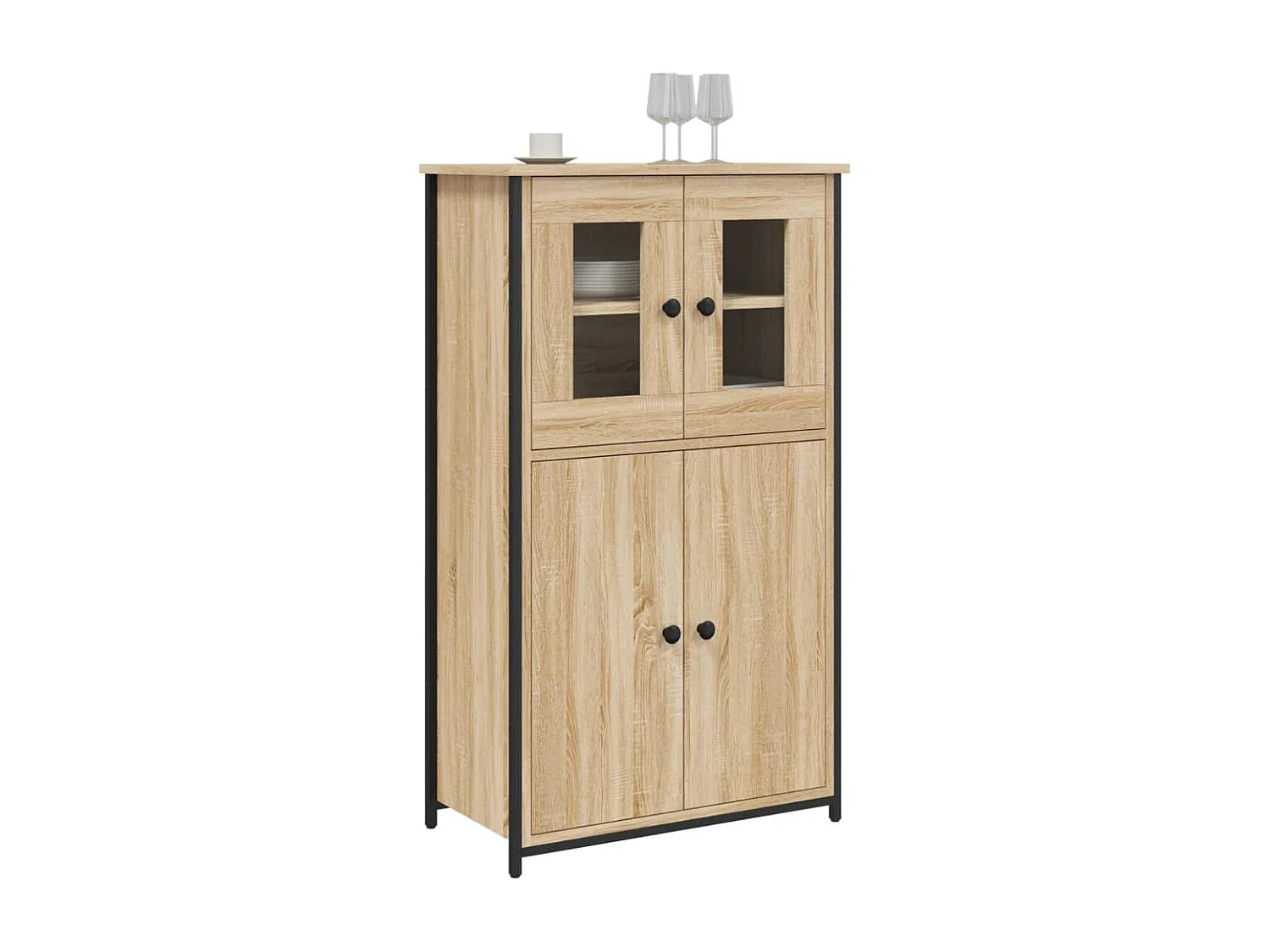 Buffet haut chêne sonoma 62x32x106,5 bois d'ingénierie