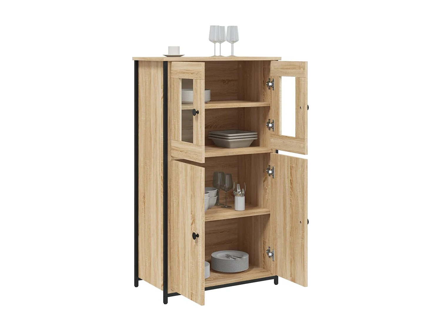 Buffet haut chêne sonoma 62x32x106,5 bois d'ingénierie