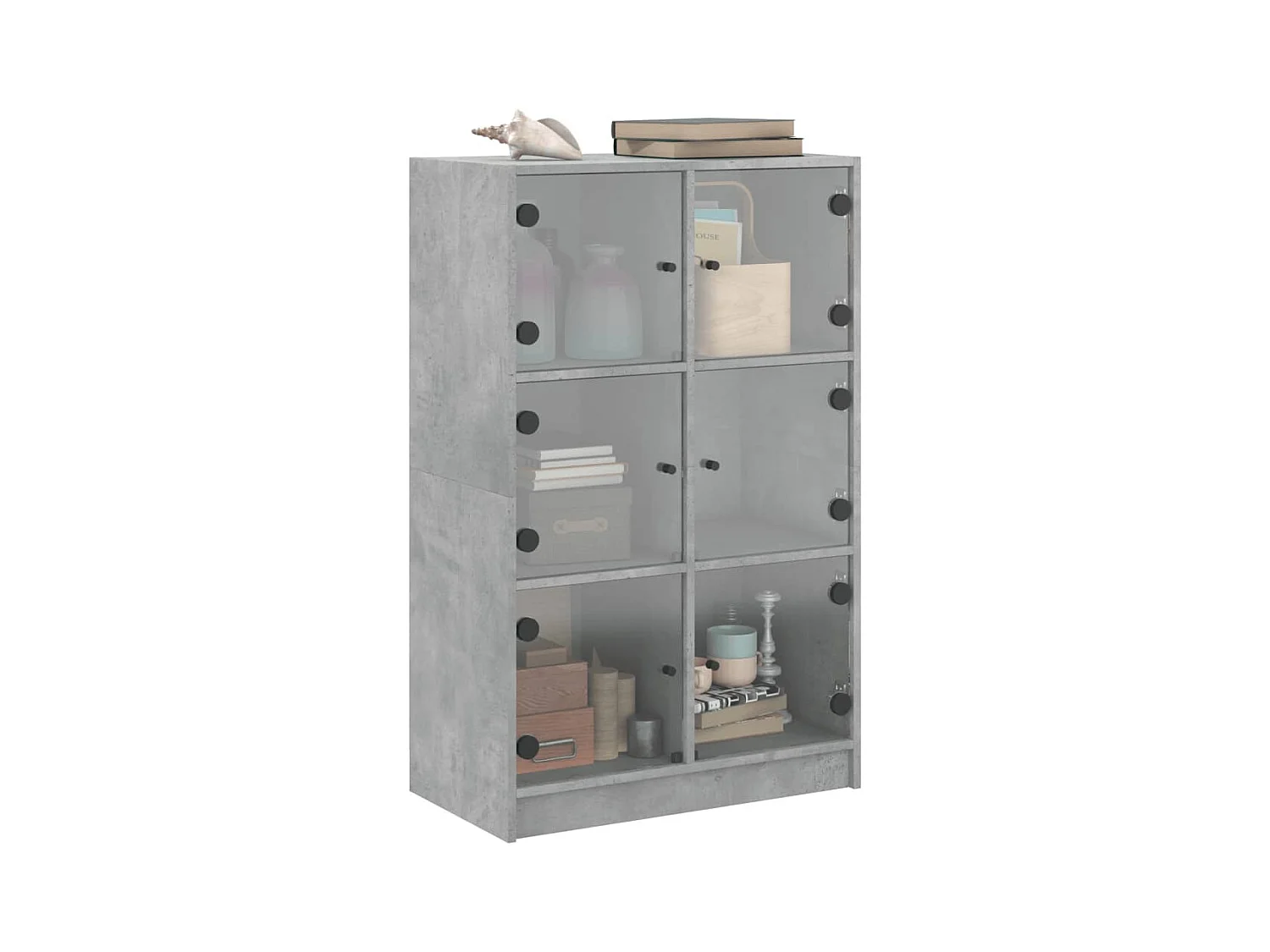 Buffet haut avec portes gris béton 68x37x109 bois ingénierie