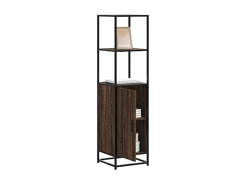 Buffet haut chêne marron 35,5x35x139 bois d'ingénierie métal