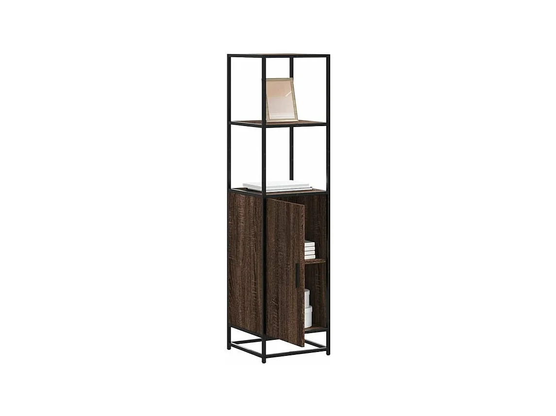 Buffet haut chêne marron 35,5x35x139 bois d'ingénierie métal