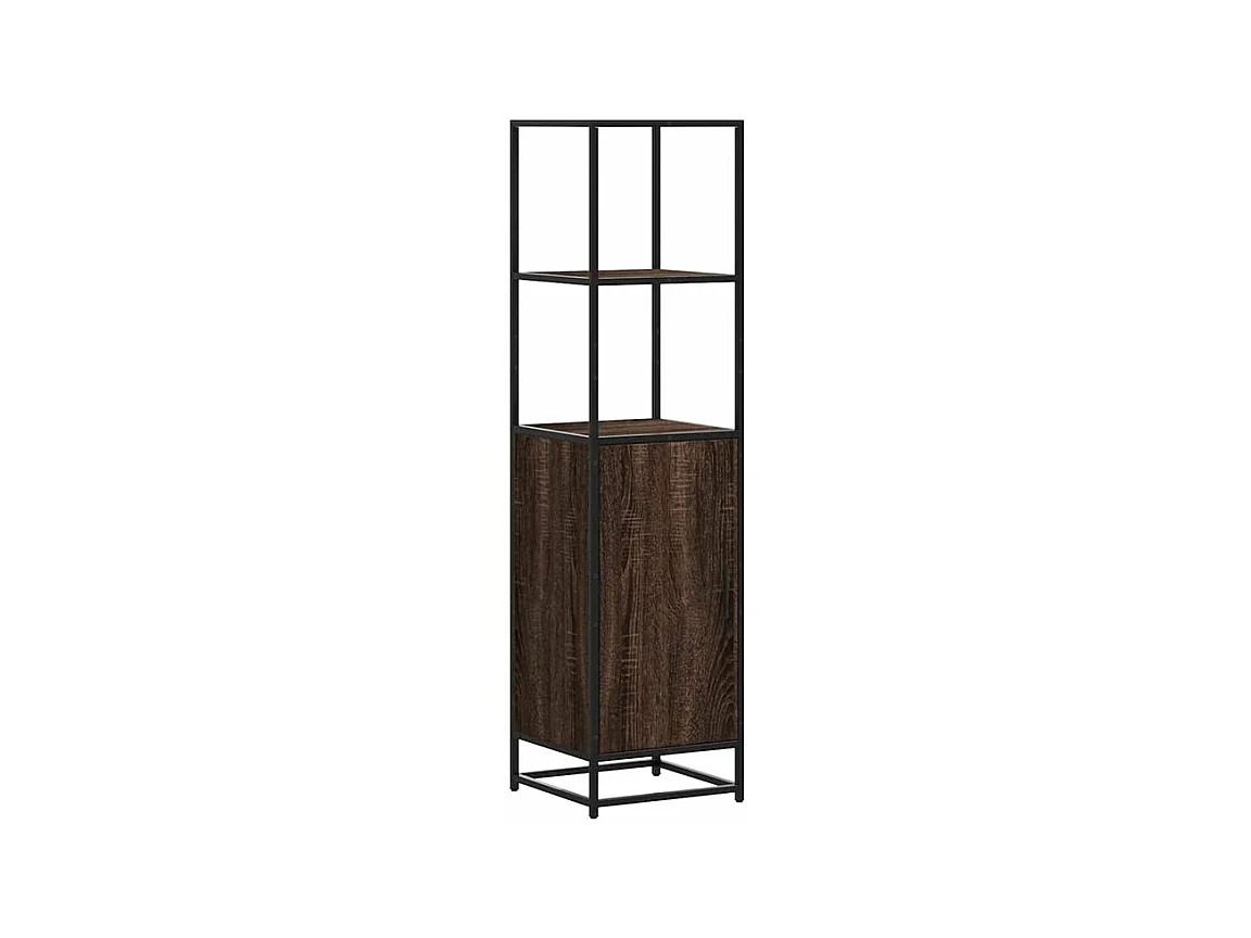 Buffet haut chêne marron 35,5x35x139 bois d'ingénierie métal