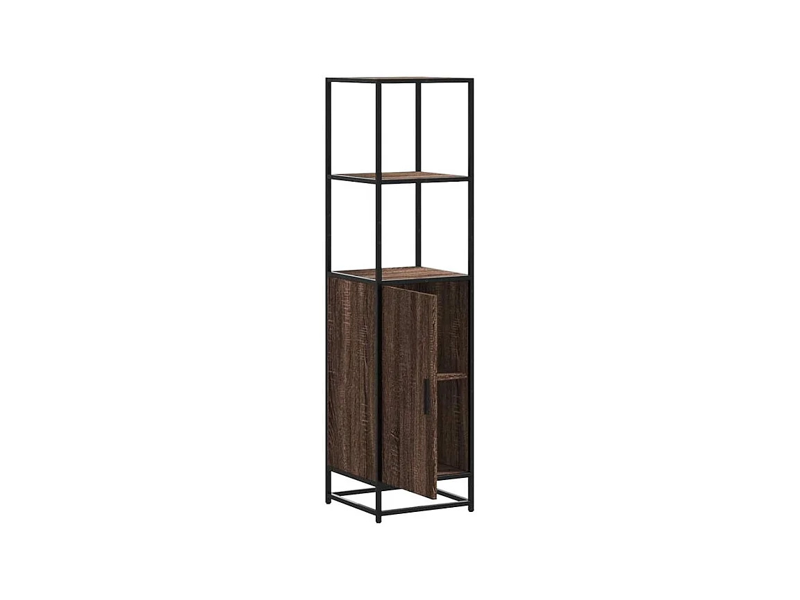 Buffet haut chêne marron 35,5x35x139 bois d'ingénierie métal