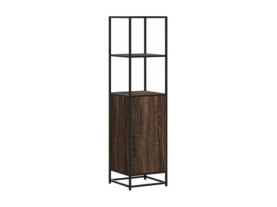 Buffet haut chêne marron 35,5x35x139 bois d'ingénierie métal