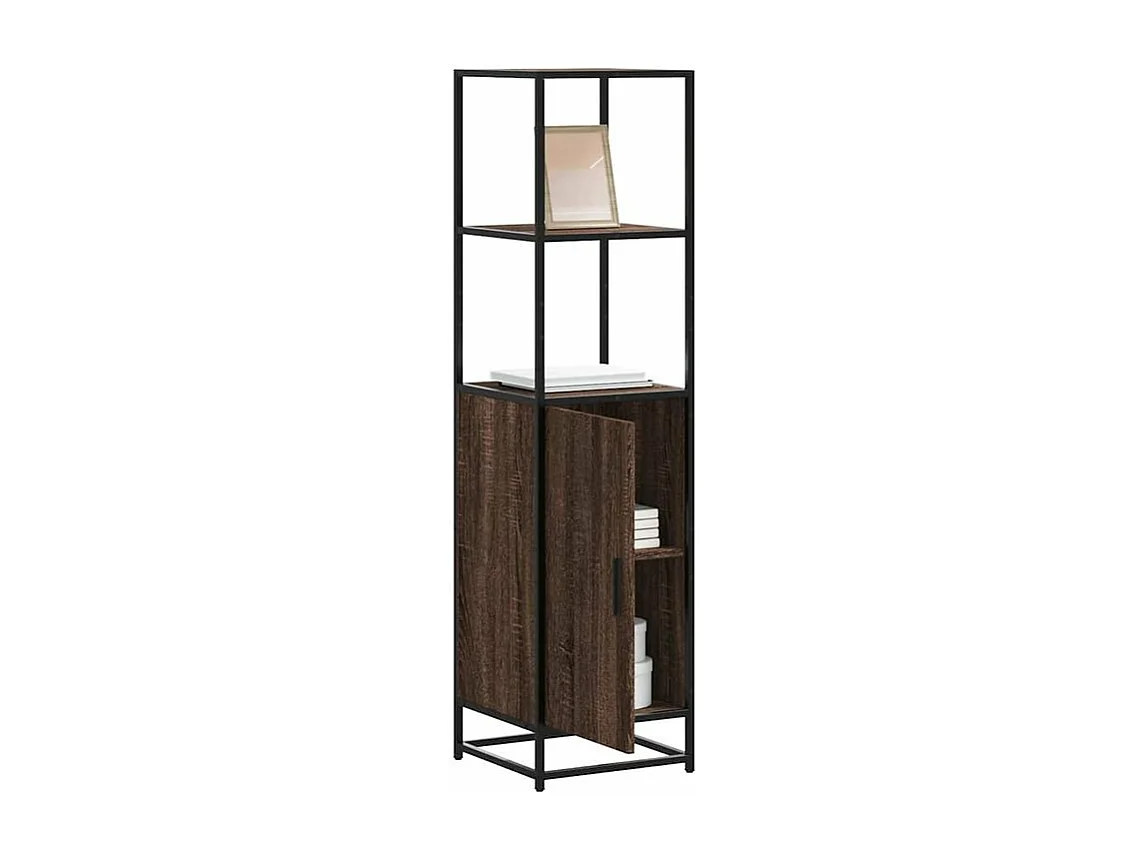 Buffet haut chêne marron 35,5x35x139 bois d'ingénierie métal
