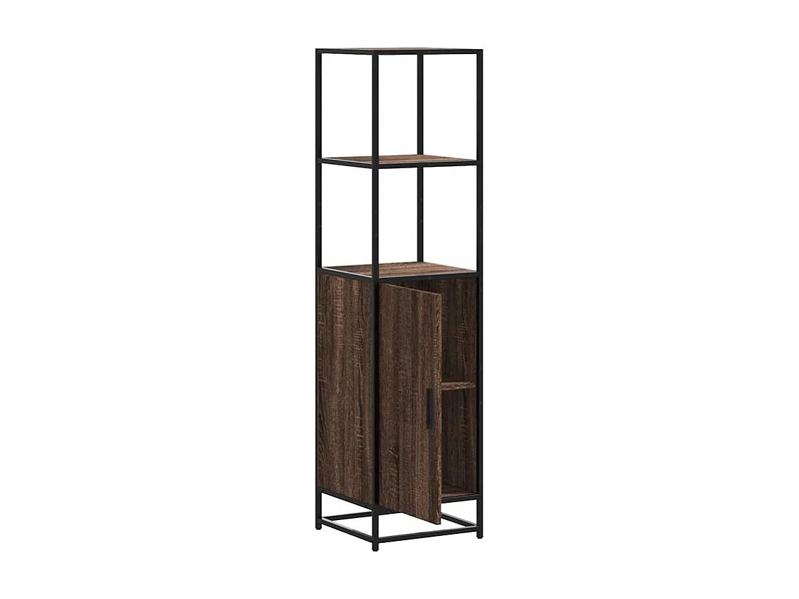 Buffet haut chêne marron 35,5x35x139 bois d'ingénierie métal