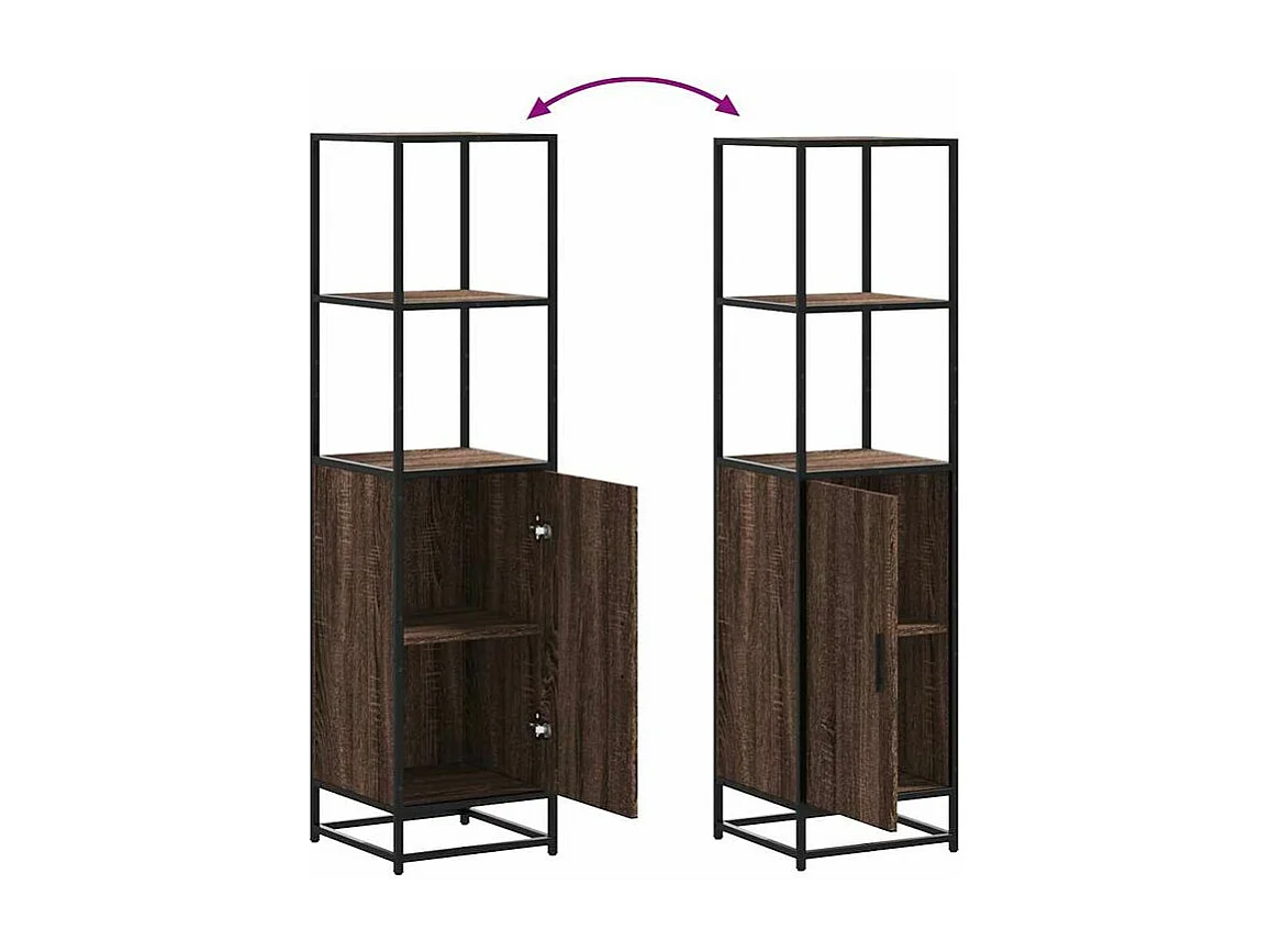 Buffet haut chêne marron 35,5x35x139 bois d'ingénierie métal