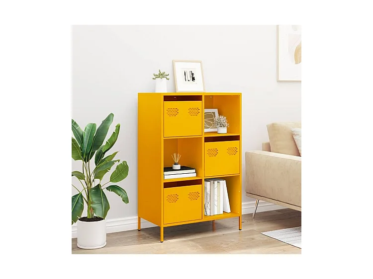 Buffet haut jaune moutarde 68x39x103,5 acier