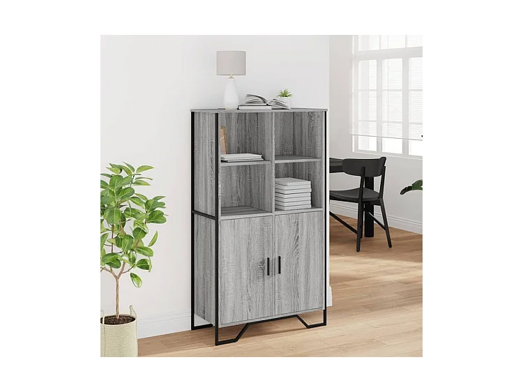 Buffet haut sonoma gris 79,5x35,5x137,5 bois d'ingénierie