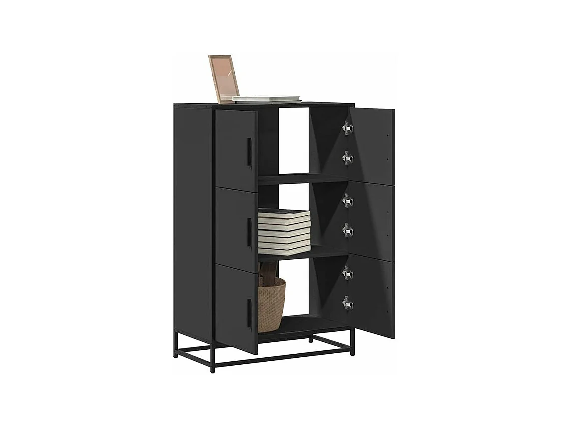 Buffet haut noir 68x35x106,5 bois d'ingénierie et métal