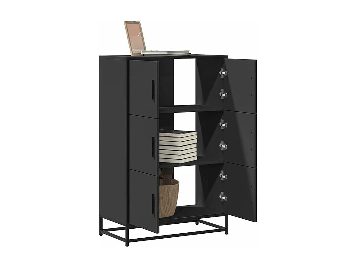 Buffet haut noir 68x35x106,5 bois d'ingénierie et métal