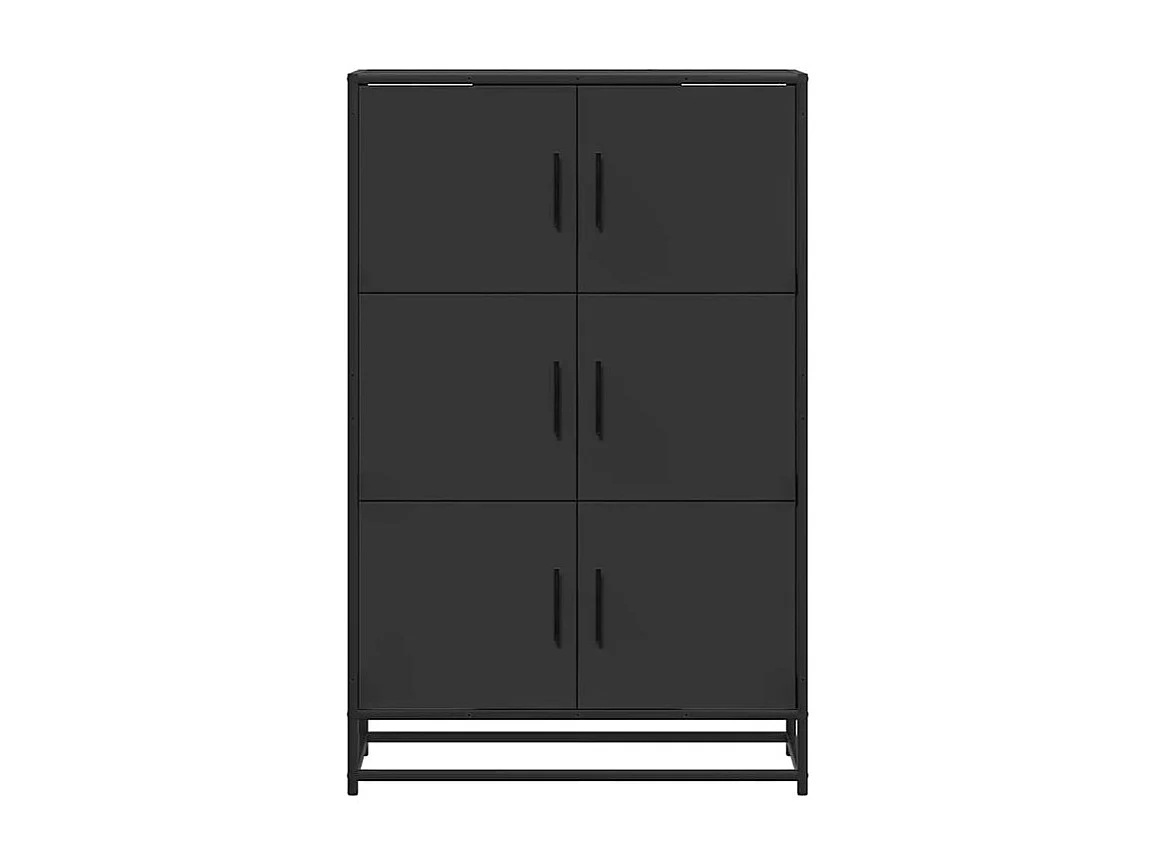 Buffet haut noir 68x35x106,5 bois d'ingénierie et métal