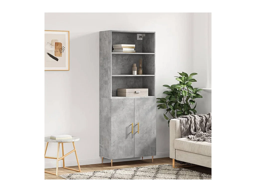 Buffet haut Gris béton 69,5x34x180 Bois d'ingénierie