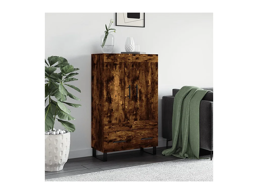 Buffet haut chêne fumé 69,5x31x115 bois d'ingénierie