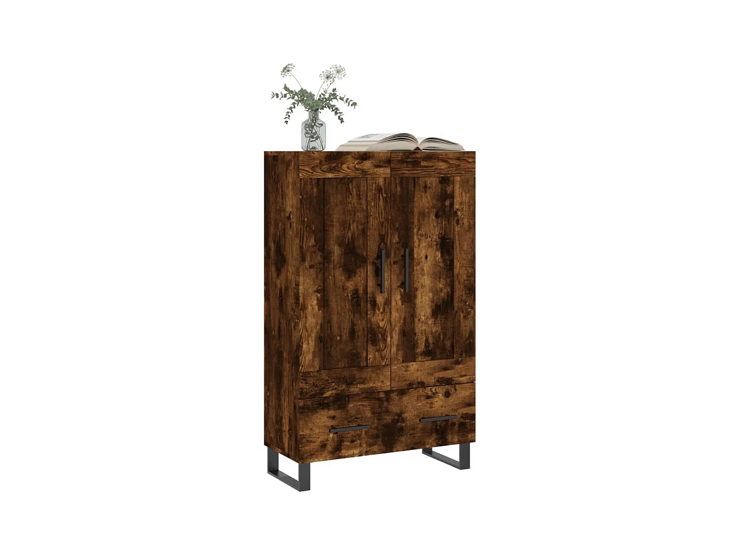 Buffet haut chêne fumé 69,5x31x115 bois d'ingénierie