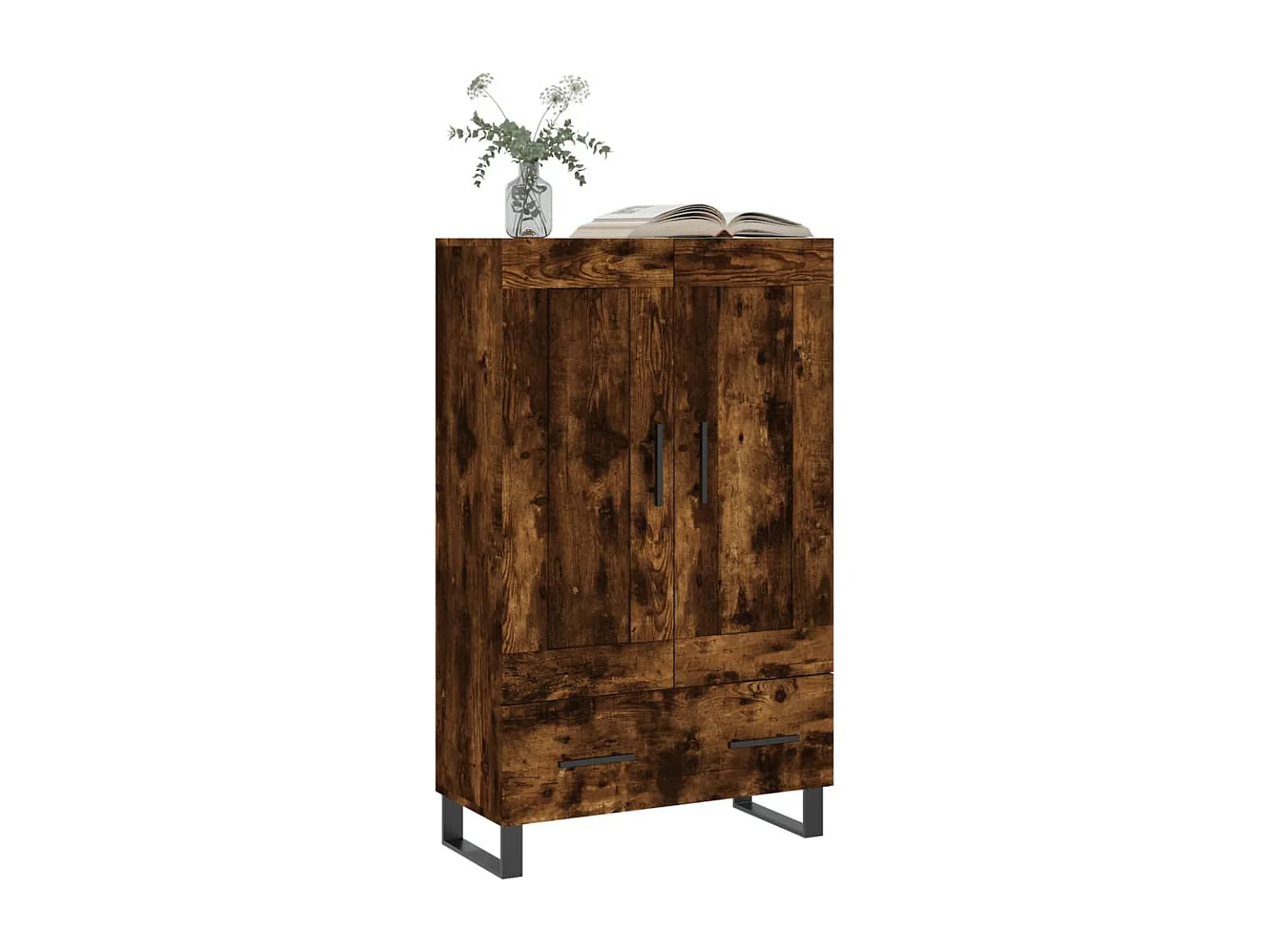 Buffet haut chêne fumé 69,5x31x115 bois d'ingénierie