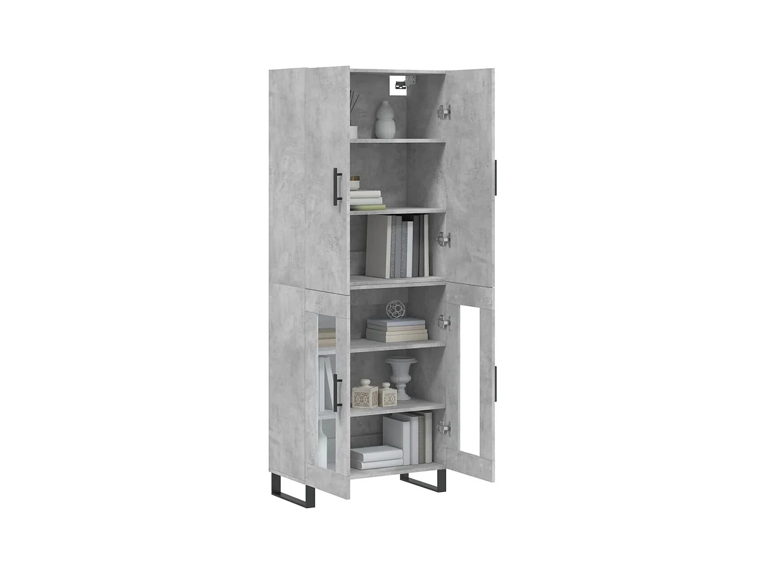 Buffet haut Gris béton 69,5x34x180 Bois d'ingénierie