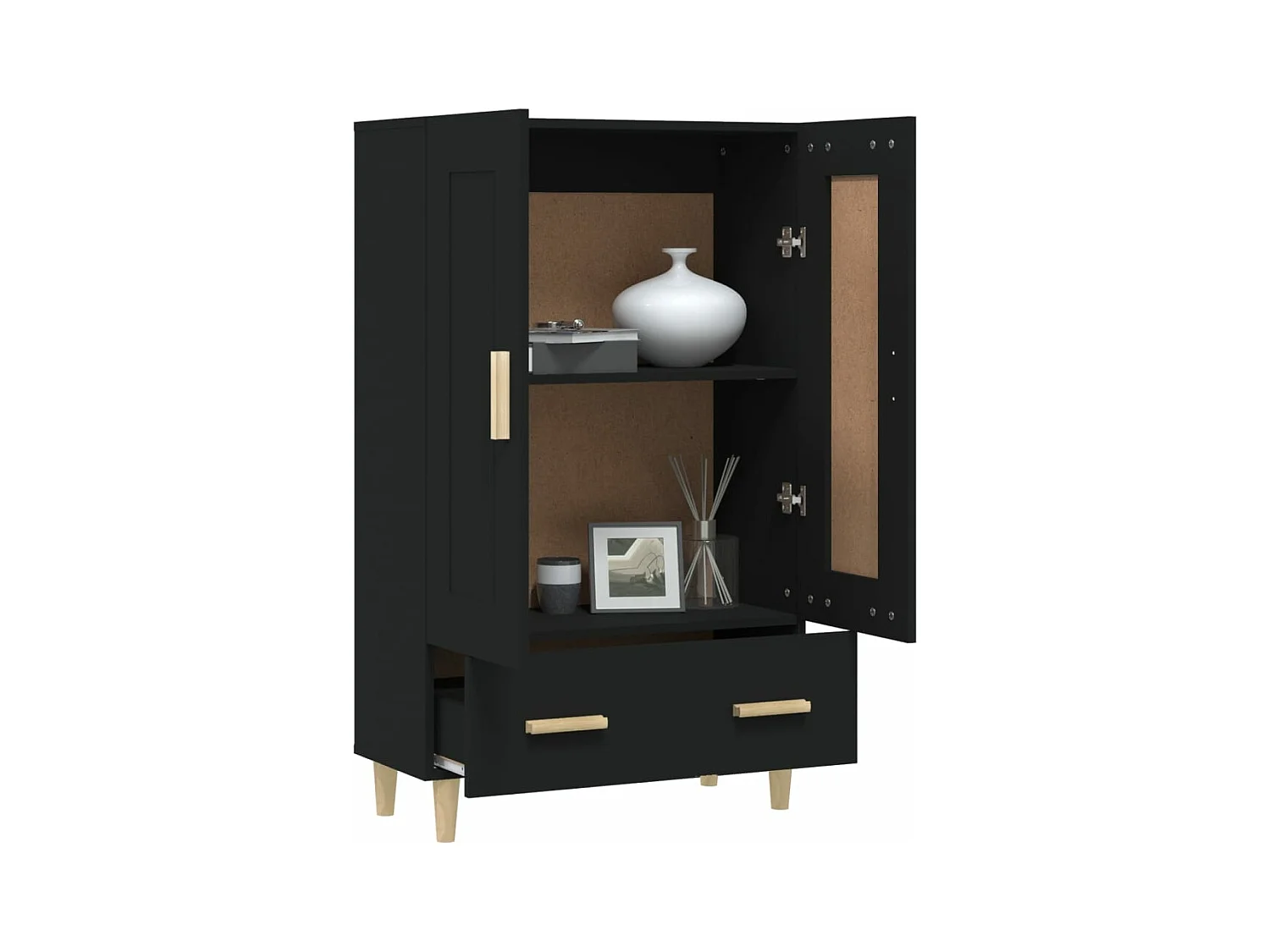 Buffet haut Noir 70x31x115 Bois d'ingénierie