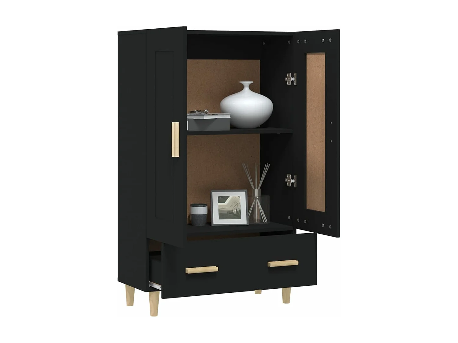 Buffet haut Noir 70x31x115 Bois d'ingénierie