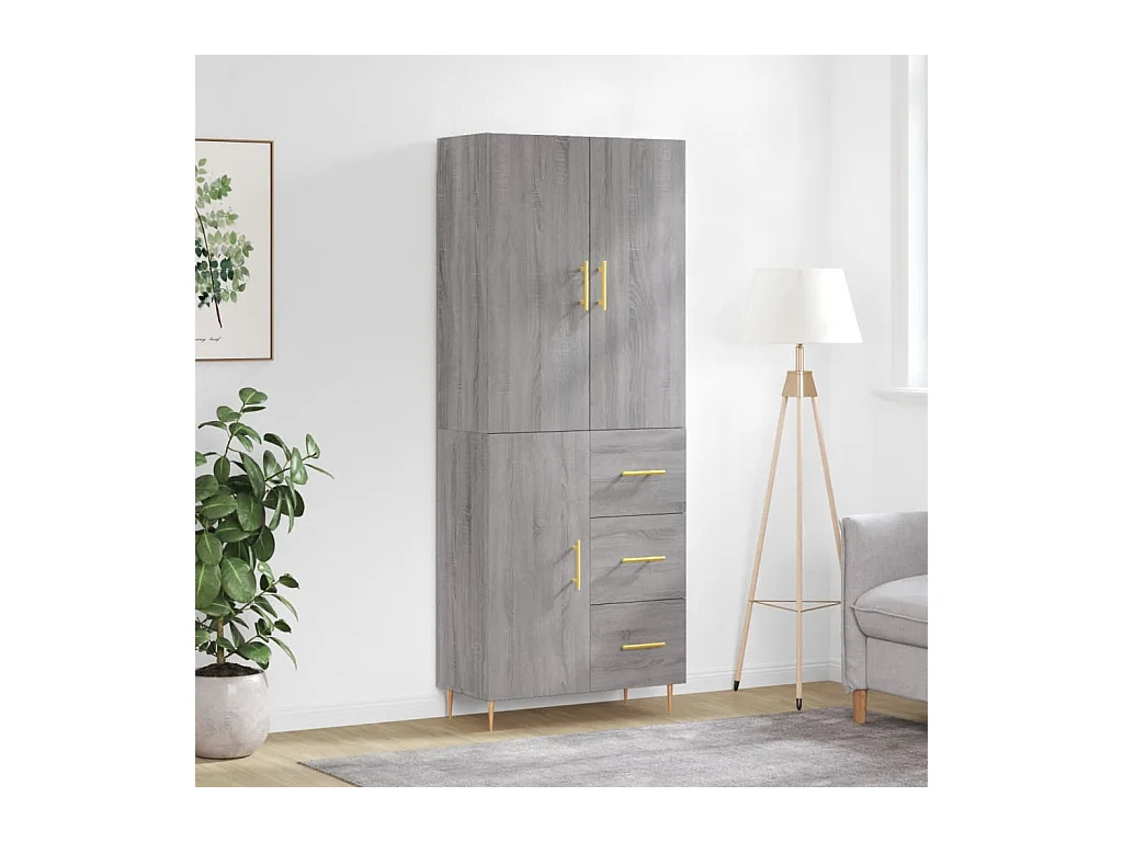 Buffet haut Sonoma gris 69,5x34x180 Bois d'ingénierie