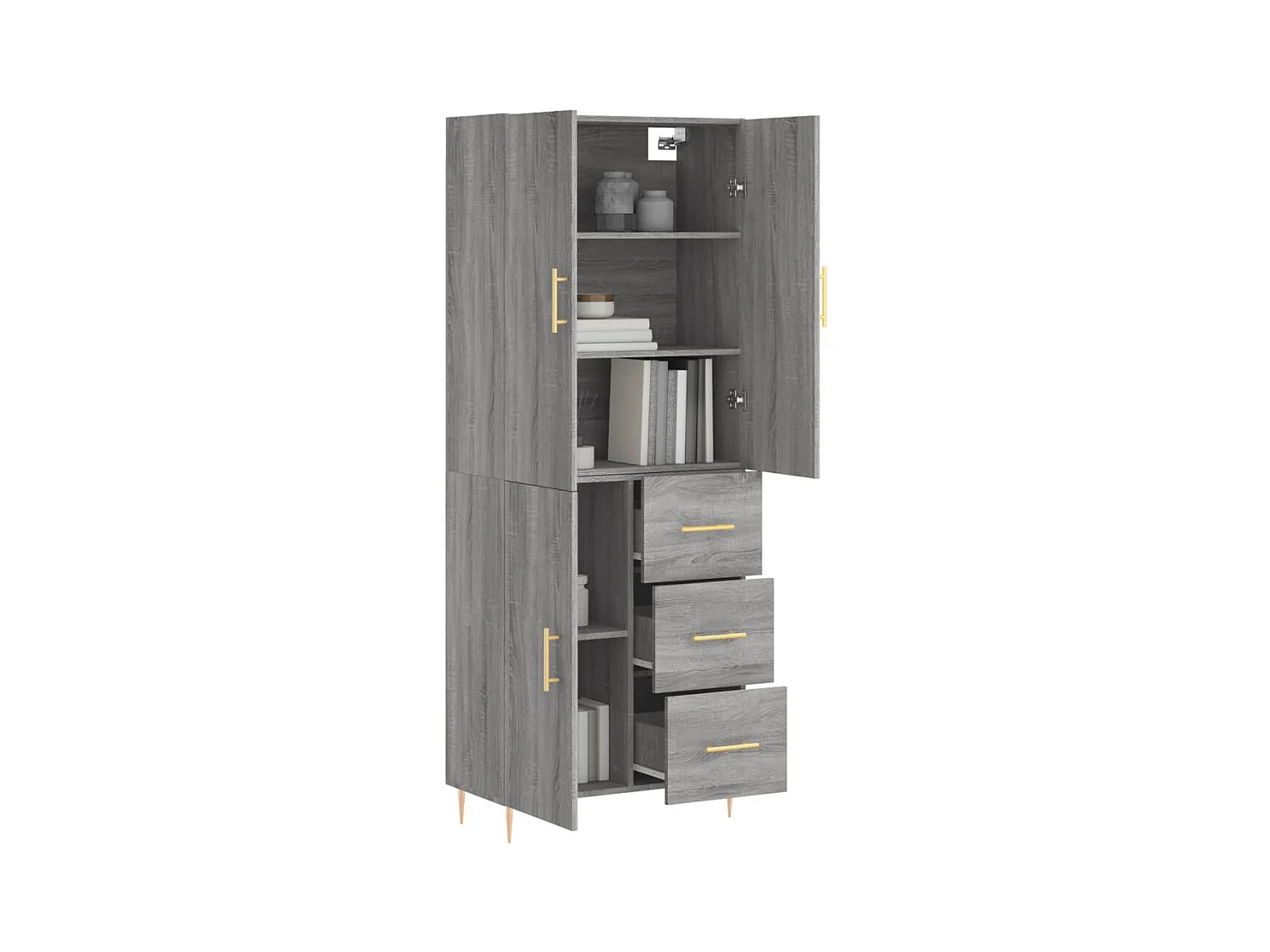 Buffet haut Sonoma gris 69,5x34x180 Bois d'ingénierie
