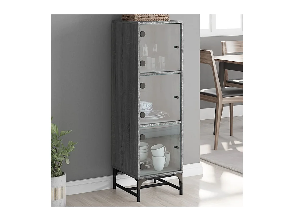 Buffet avec portes en verre sonoma gris 35x37x120