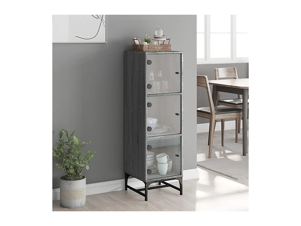 Buffet avec portes en verre sonoma gris 35x37x120