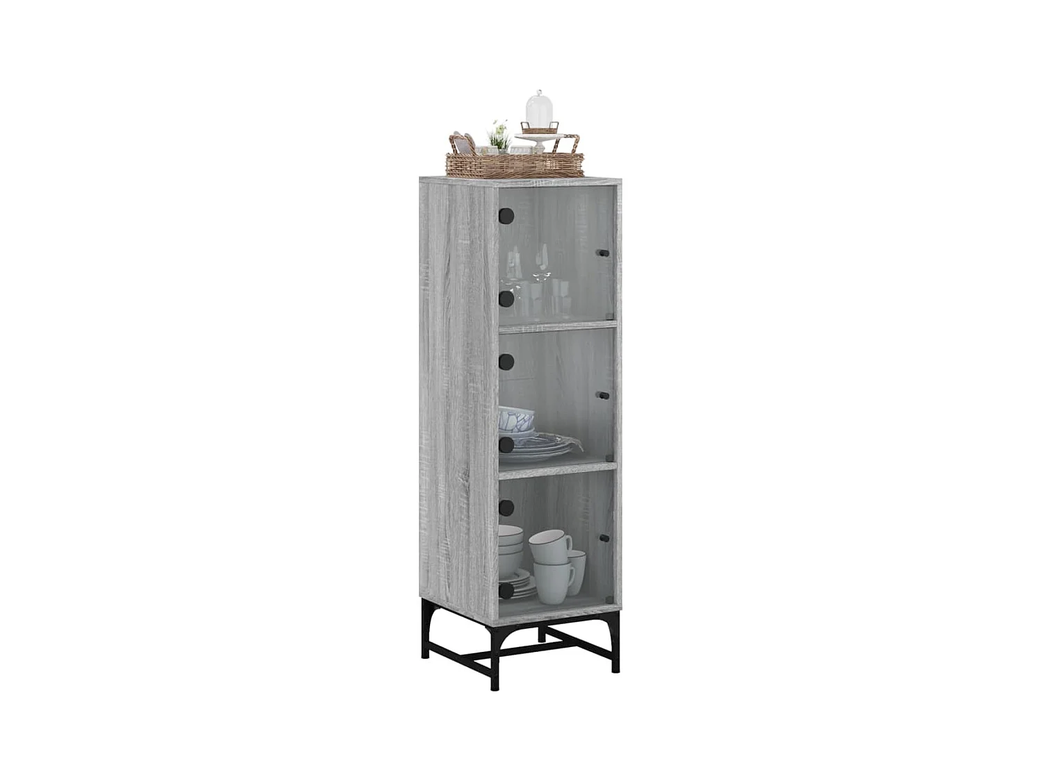 Buffet avec portes en verre sonoma gris 35x37x120