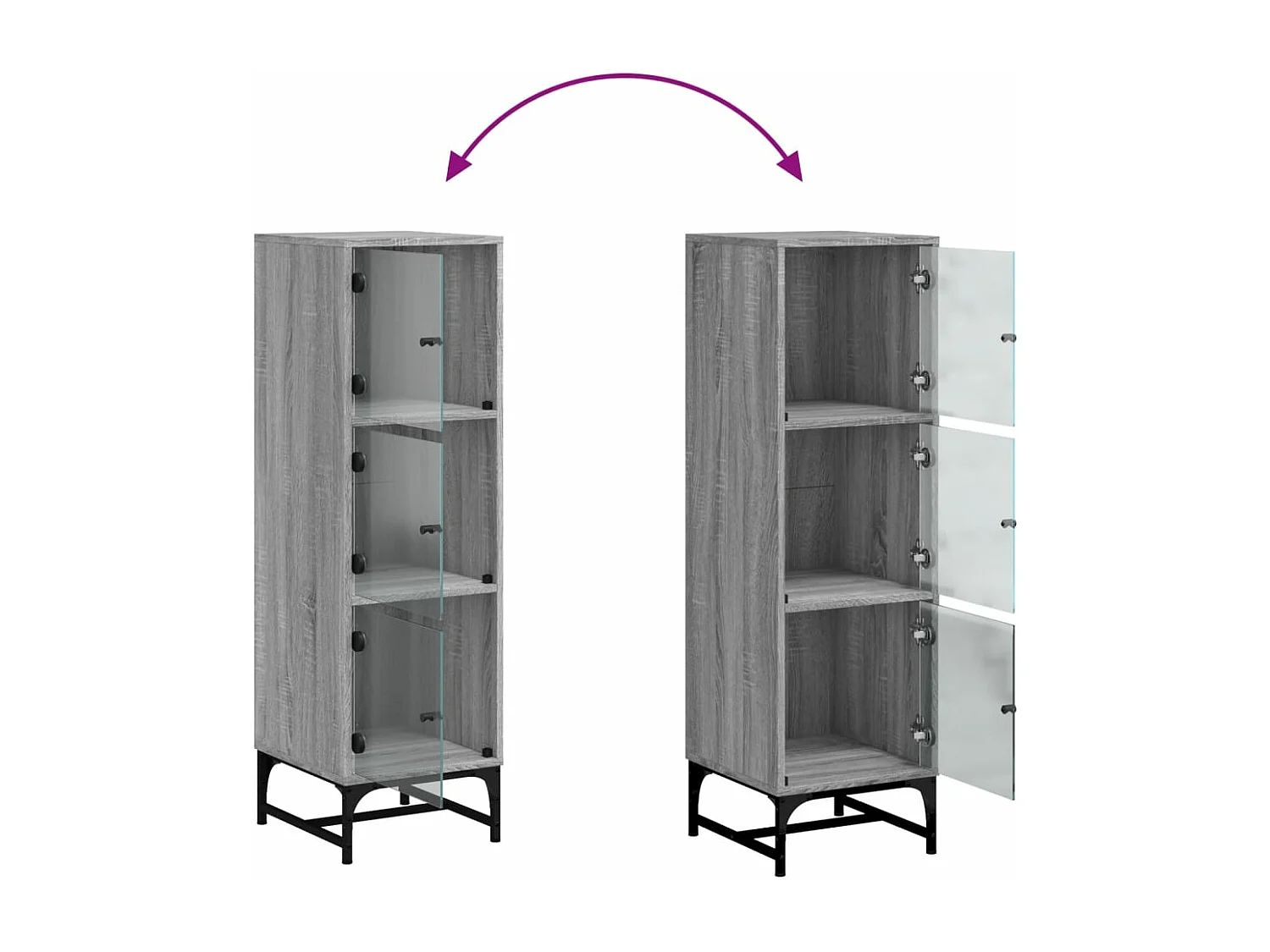 Buffet avec portes en verre sonoma gris 35x37x120