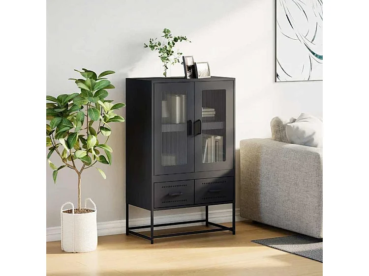 Buffet haut noir 68x39x111,5 acier