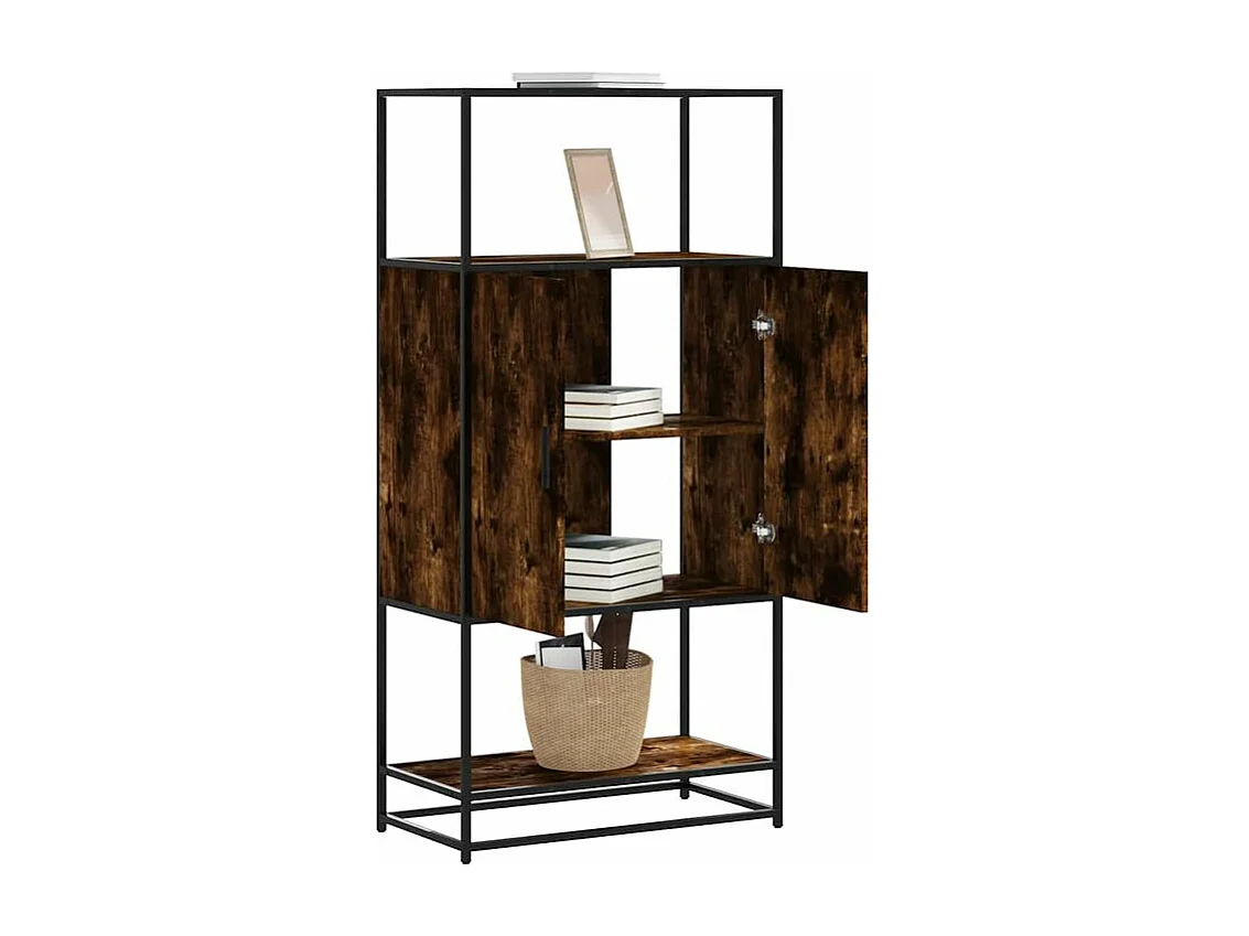 Buffet haut chêne fumé 68x35x139 bois d'ingénierie métal