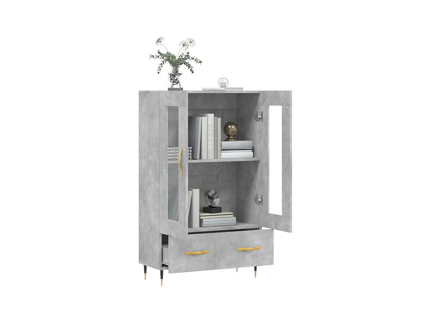 Buffet haut gris béton 69,5x31x115 bois d'ingénierie