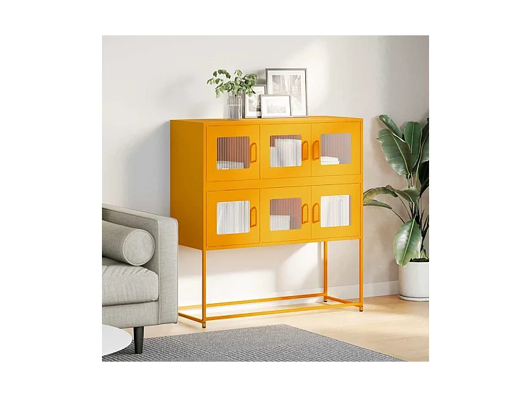 Buffet jaune moutarde 100,5x39x107 acier laminé à froid