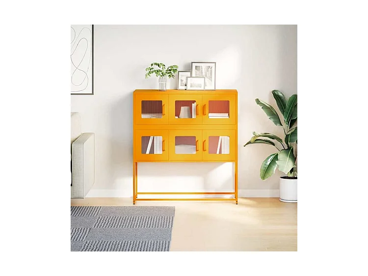 Buffet jaune moutarde 100,5x39x107 acier laminé à froid