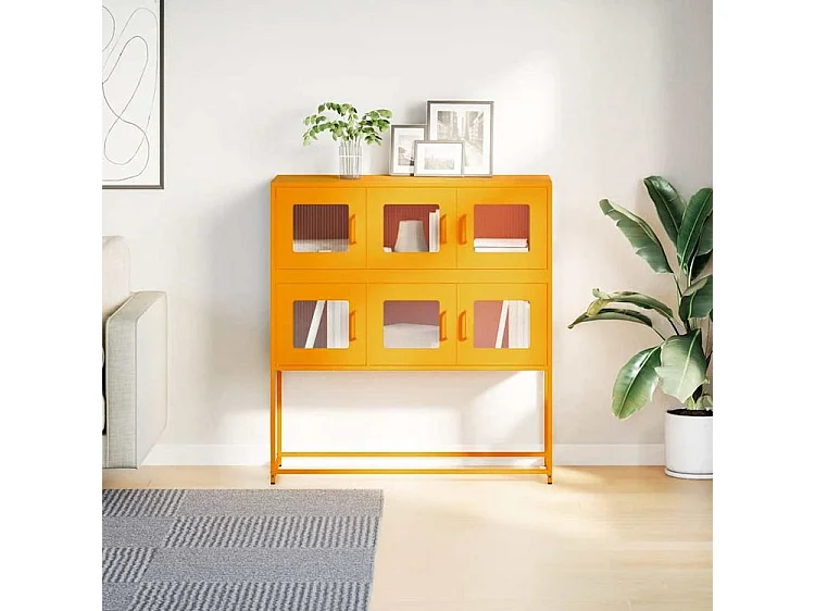 Buffet jaune moutarde 100,5x39x107 acier laminé à froid