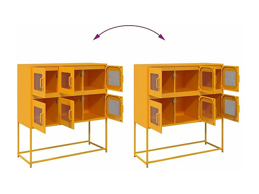 Buffet jaune moutarde 100,5x39x107 acier laminé à froid
