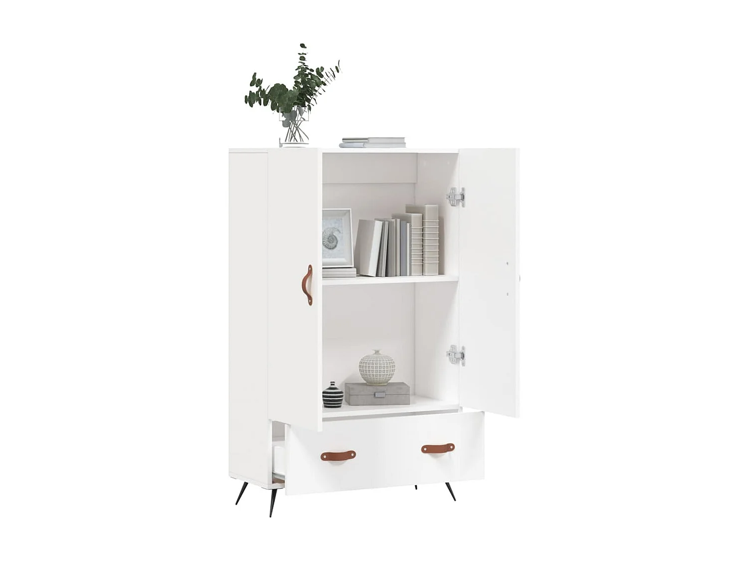 Buffet haut blanc 69,5x31x115 bois d'ingénierie