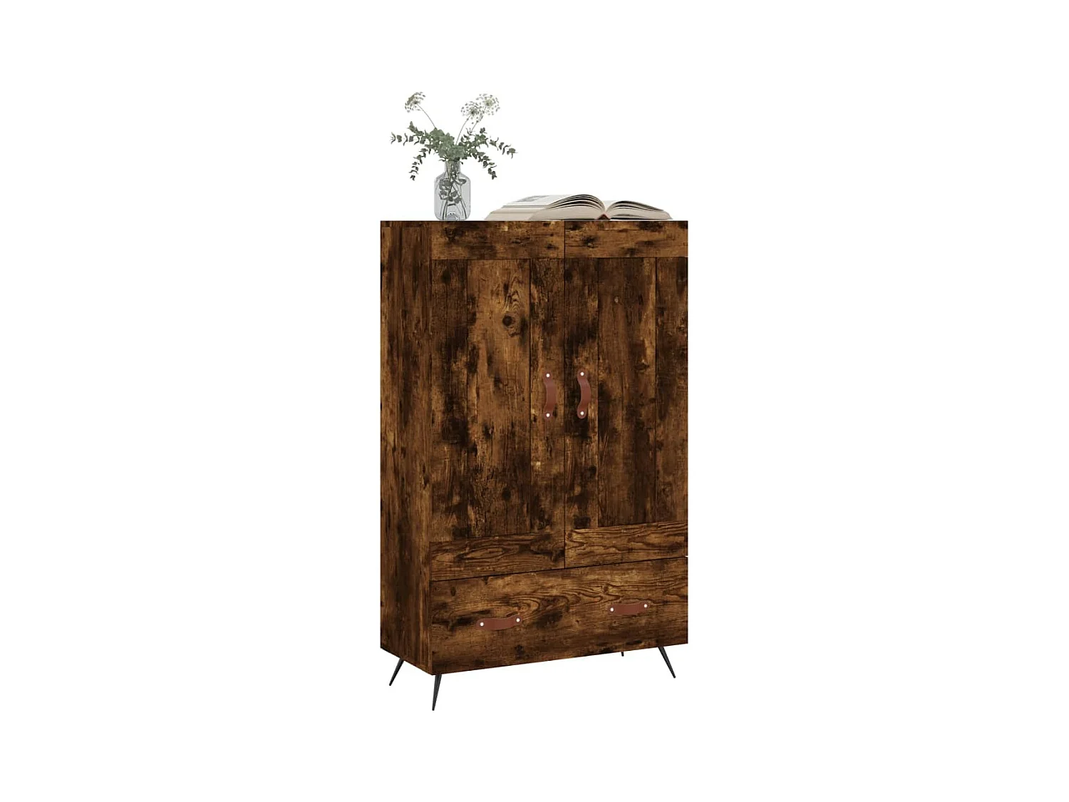 Buffet haut chêne fumé 69,5x31x115 bois d'ingénierie