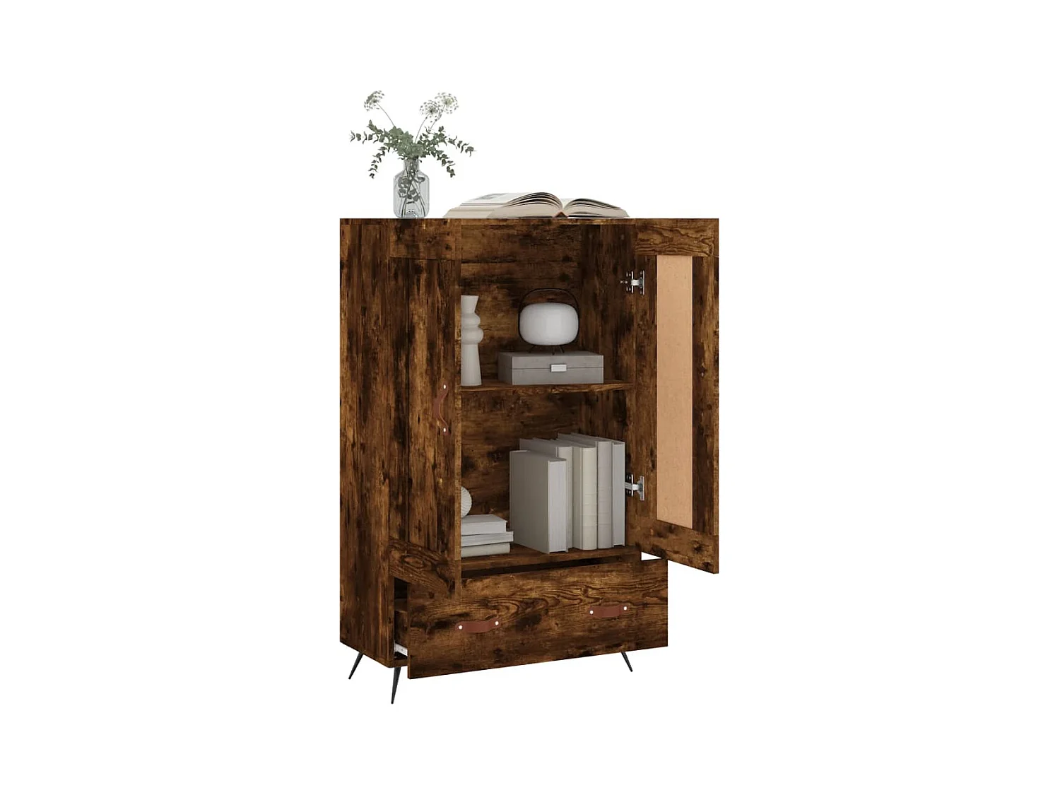 Buffet haut chêne fumé 69,5x31x115 bois d'ingénierie