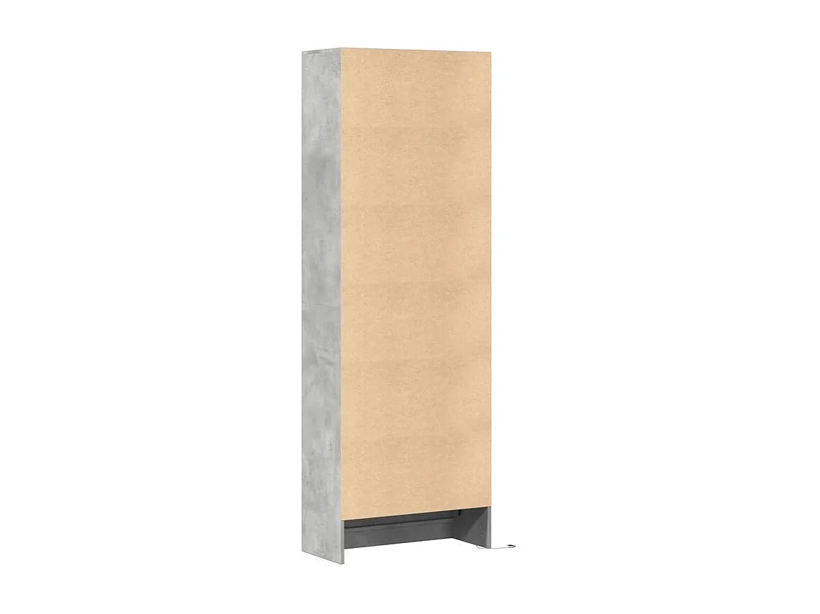 Buffet haut avec LED gris béton 69x32,5x200 bois d’ingénierie