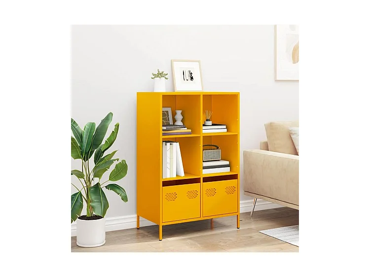Buffet haut jaune moutarde 68x39x103,5 acier