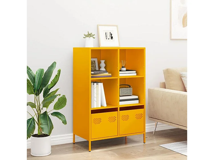 Buffet haut jaune moutarde 68x39x103,5 acier