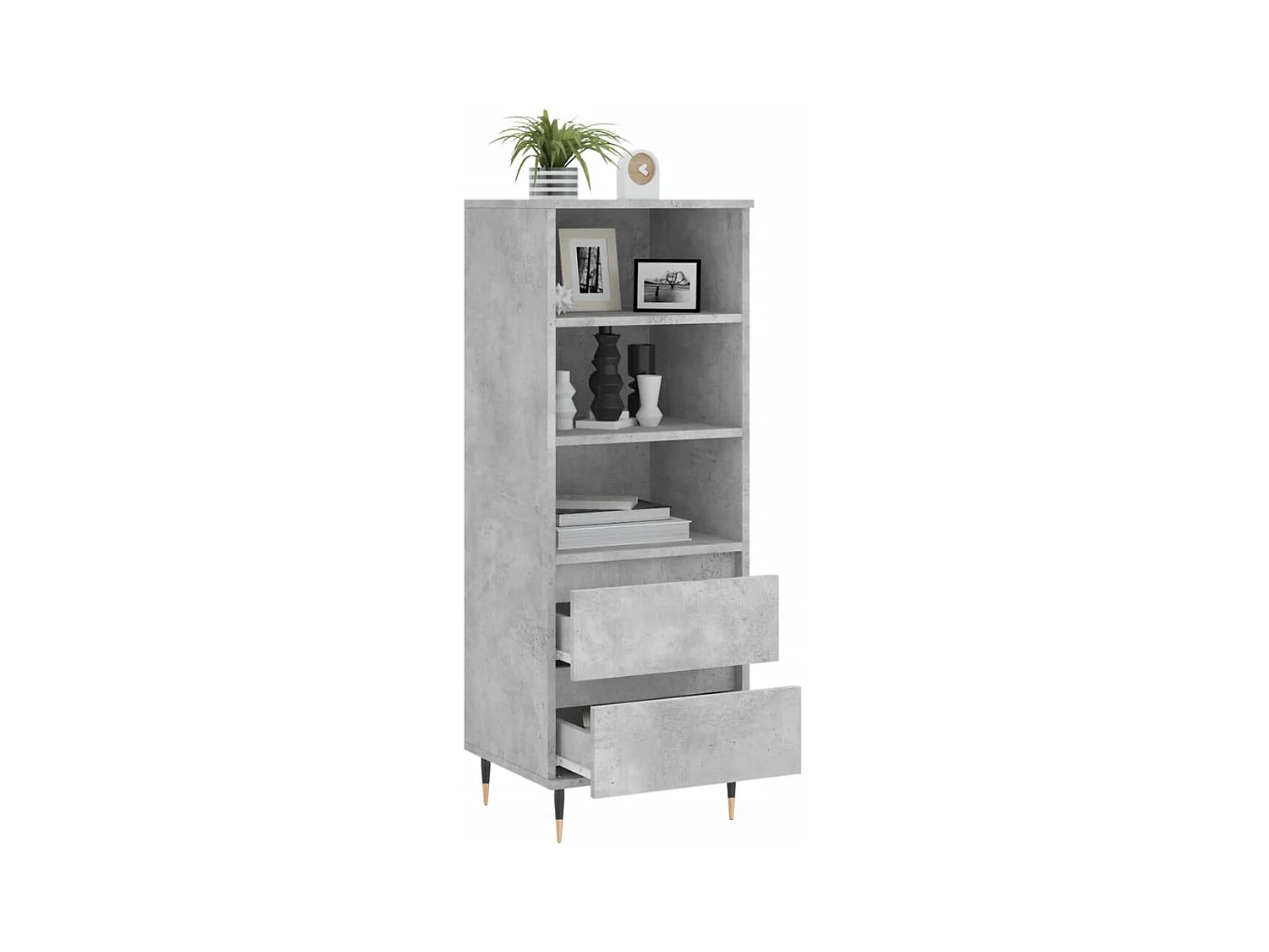 Buffet haut Gris béton 40x36x110 Bois d'ingénierie